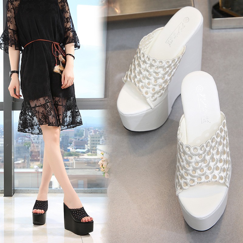 CG163 Dép đế xuồng 15cm dạng lưới full size