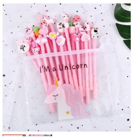 1 set 20 bút nước Pony siêu ngộ nghĩnh, túi bút nước hoạt hình Panther và Unicorn siêu yêu