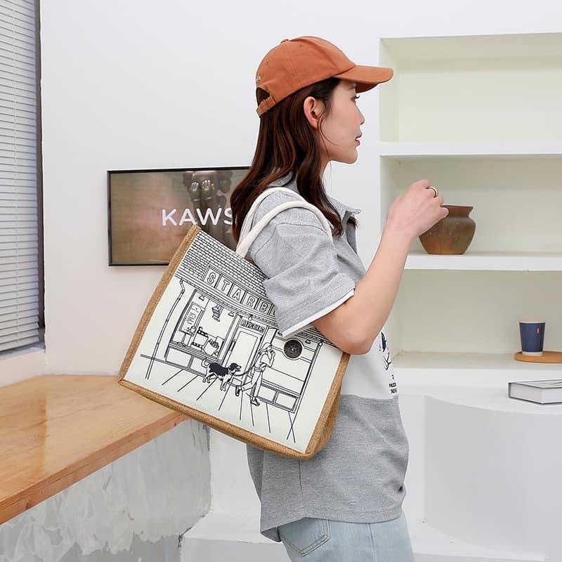 TÚI CÓI STARBUCK VIỀN NÂU LOẠI MỚI