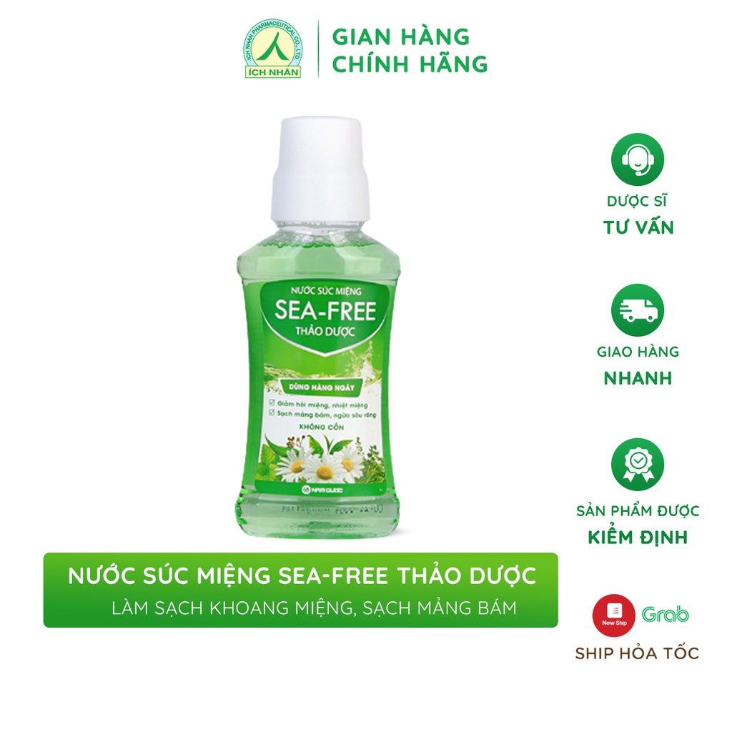 Nước súc miệng diệt khuẩn Seafree thảo dược sạch khoang miệng, diệt khuẩn họng - chai 250ml NST