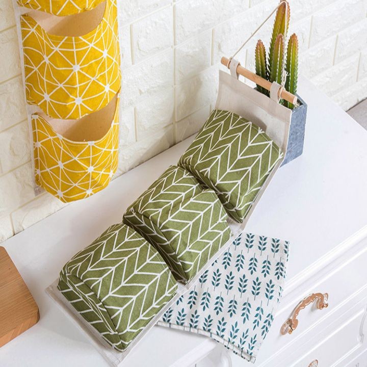 Túi Treo Decor 3 Tầng PUCA, Túi Treo Đồ Cá Nhân, Túi Vải Bố Kèm Thanh Treo