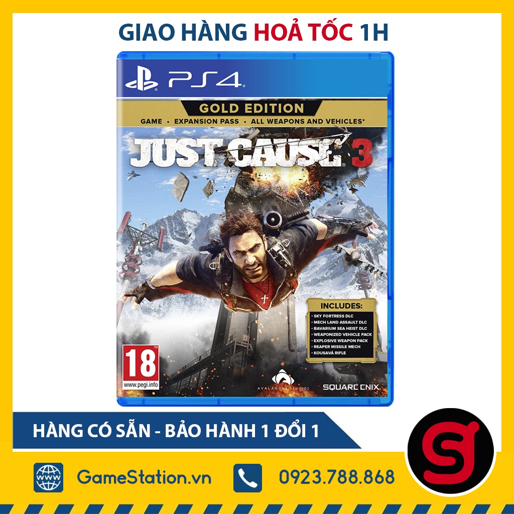 [Mã 159ELSALE hoàn 7% xu đơn 300K] [Freeship toàn quốc từ 50k] Đĩa Game PS4: Just Cause 3 Gold Edition - hệ EU