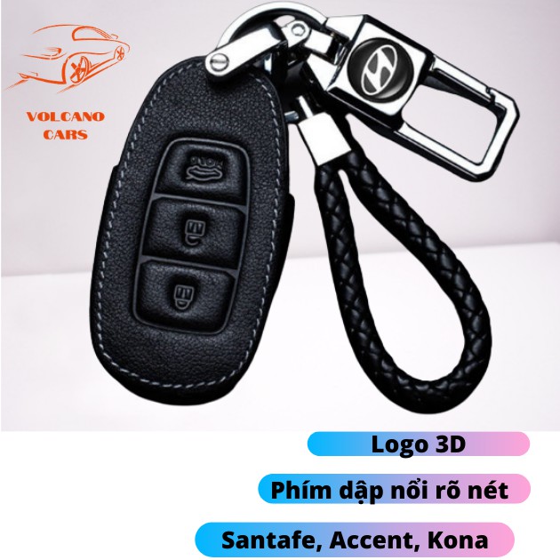 Bao da chìa khóa ô tô Hyundai ốp bảo vệ chìa bền đẹp và chắc chắn cho các loại smartkey Hyundai Accent, Santafe, Kona