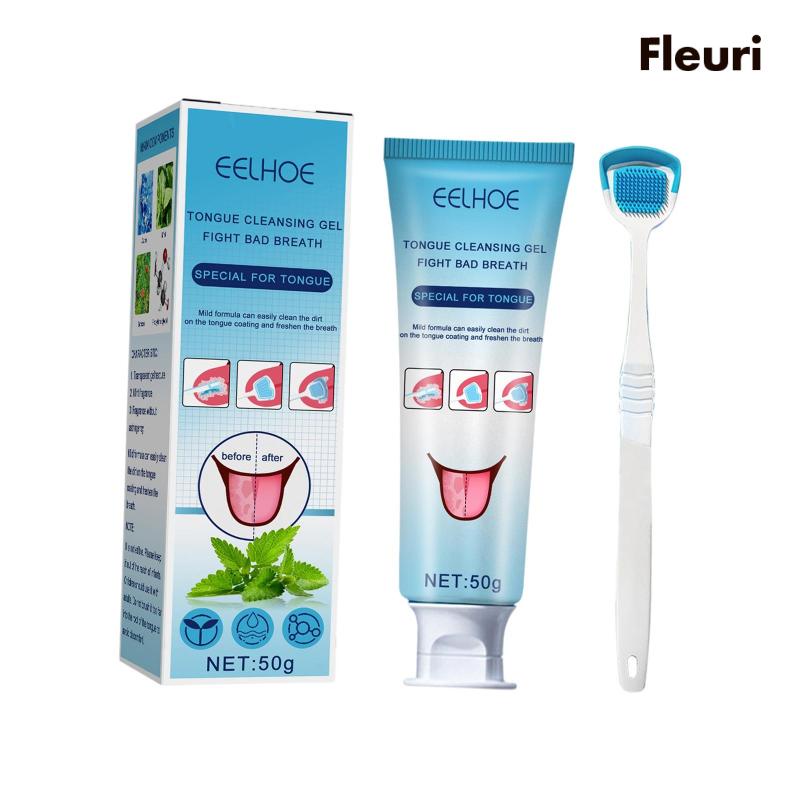 [Fleurir] Gel Rửa Lưỡi Và Dụng Cụ Nạo Lưỡi Giúp Khử Mùi Hôi