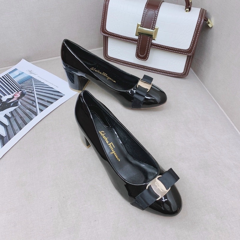 HÀNG CÓ SẴN !!! Salvatore gót vuông da bóng