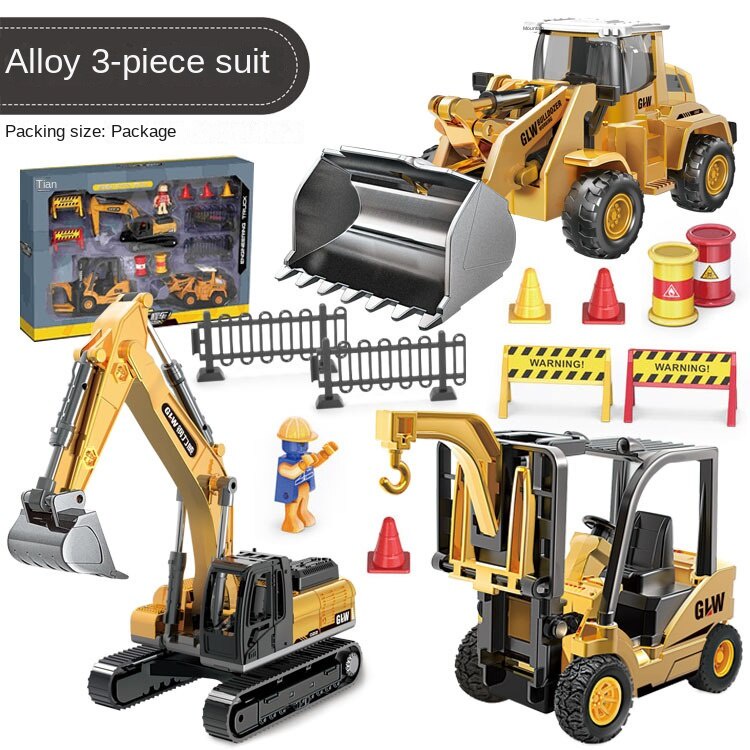 Set 3 Xe Xây Dựng Hạng Nặng Đồ Chơi Bằng Kim Loại Dành Cho Trẻ Em