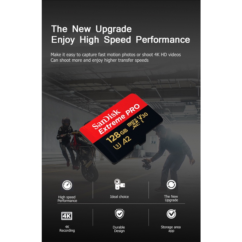 SANDISK Thẻ Nhớ micro sd 64GB 128GB 1TB 512G class 10 cartao de memoria U3 A2 V30 1TB tf Chuyên Dụng Cho gopro