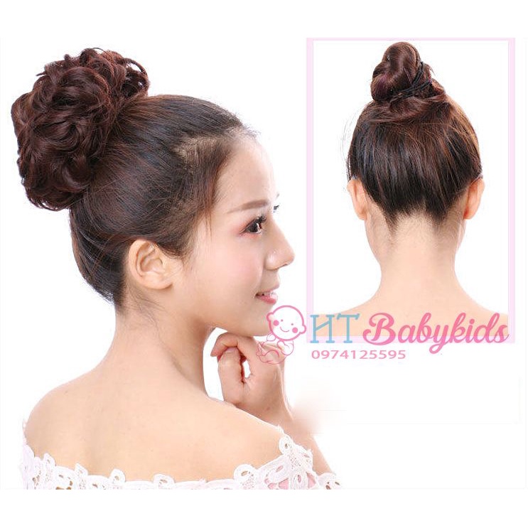 Búi Tóc Giả Cho Nữ - Búi Cột Xoăn Hoa Mai [ HÀNG LOẠI 1, BÚI TO, DÀY, RẤT GIỐNG THẬT ]
