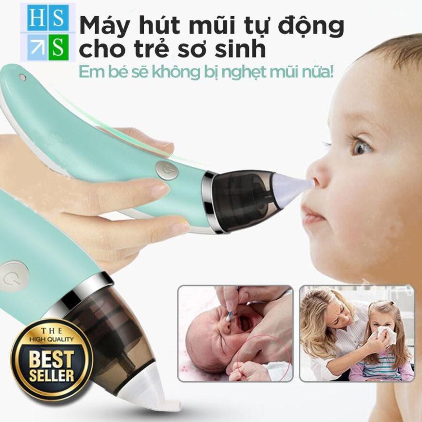 Máy hút mũi trẻ em điện tử LITTLE BEES - Hút mũi trẻ sơ sinh tự động với đầu silicon siêu mềm, êm ái, an toàn (CTV)