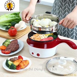 Ca nấu mì, nấu cơm đa năng có tay cầm 1,8l - nồi lẩu điện mini kèm giá hấp inox, ca mỳ đa năng cooking poot
