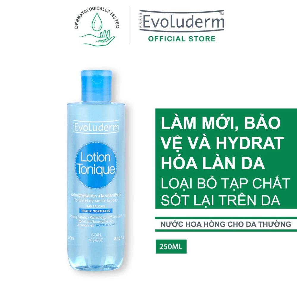 Nước hoa hồng Evoluderm bổ sung Vitamin E cho da thường 250ml