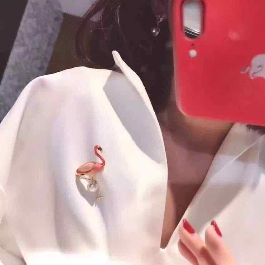 Cài áo hình hạc hồng
