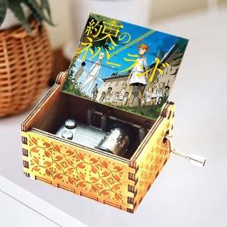 Hộp Nhạc Bằng Gỗ Khắc Chữ the Promised Neverland