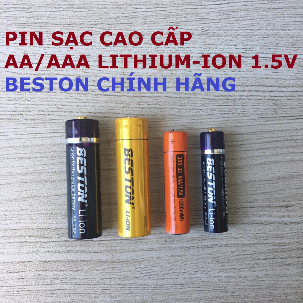 Pin sạc AA AAA Beston chính hãng Chuẩn 1.5V - Lẻ 1 viên -  Pin Lithium-Ion Hàng cao cấp Siêu bền Sạc lại 1500 lần