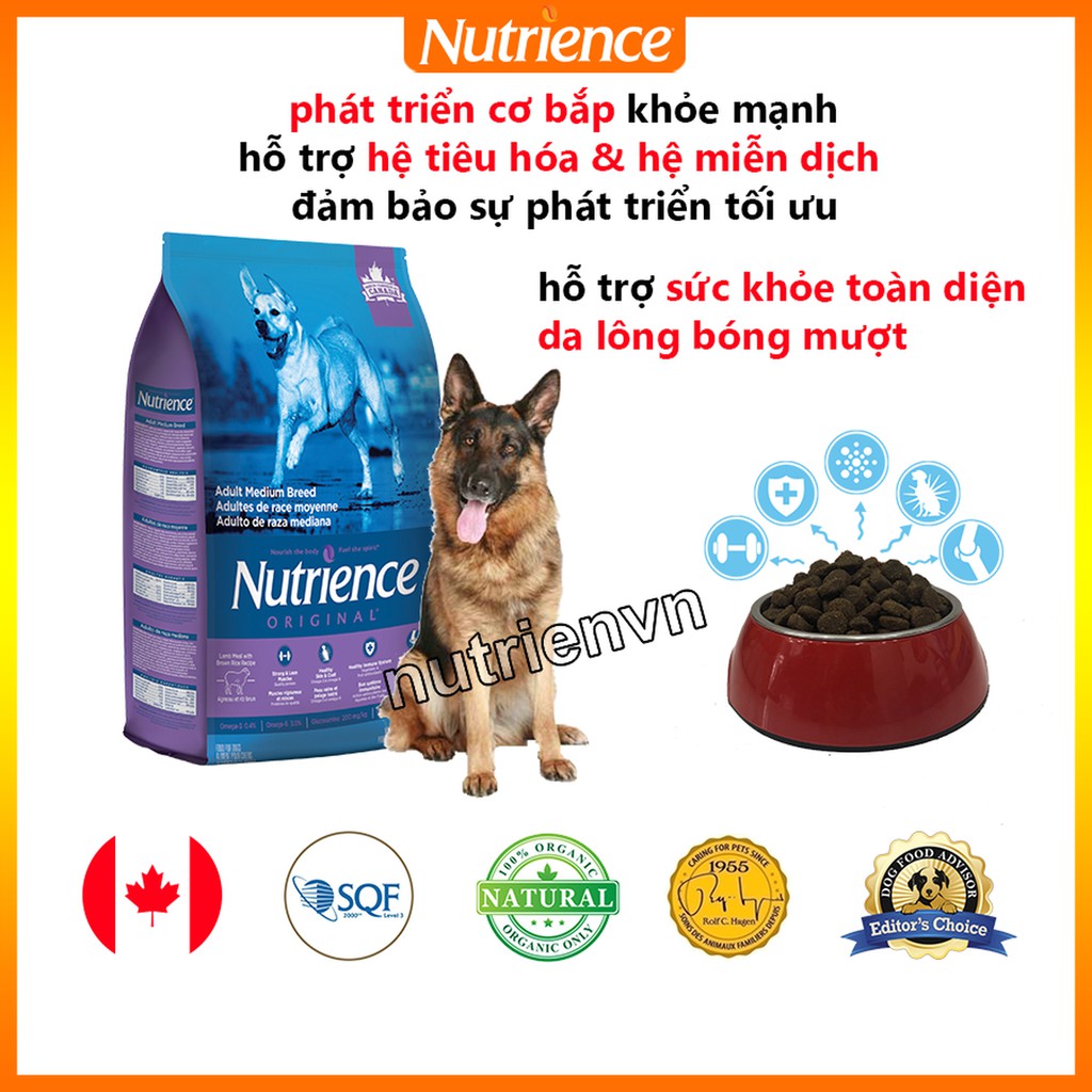 Thức Ăn Cho Chó Becgie - Nutrience Original Bao 11,5kg - Thịt Cừu, Rau Củ Và Trái Cây Tự Nhiên