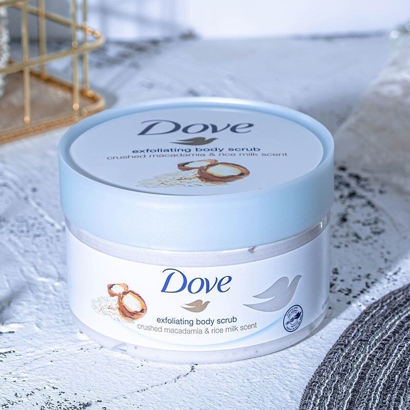 Kem tẩy tế bào chết toàn thân Dove làm trắng da mịn màng cho nữ 225ml