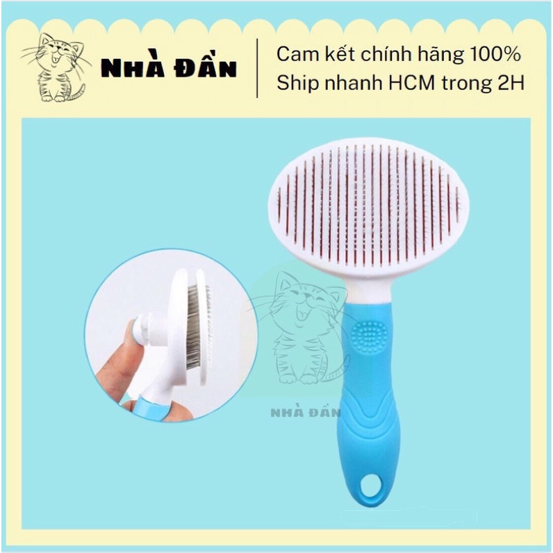 Lược nhựa chải lông nút bấm tự làm sạch