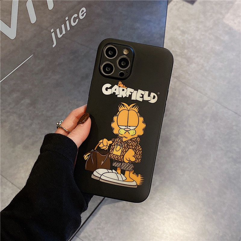Ốp điện thoại mềm in họa tiết chú mèo Garfield ngộ nghĩnh thích hợp cho iPhone 13 12 11 Pro Max 7/8Plus X/XS XR XS Max