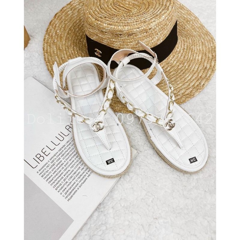 Sandal xỏ ngón đế cói Doliie quai X đế mềm đi êm chân