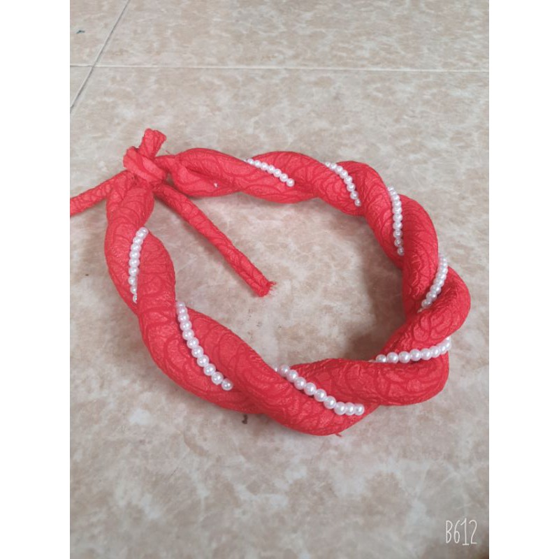 Mấn (vấn) xoắn đôi vải gấm đính hạt ngọc.trai, mấn xoắn đôi trơn, mấn áo dài