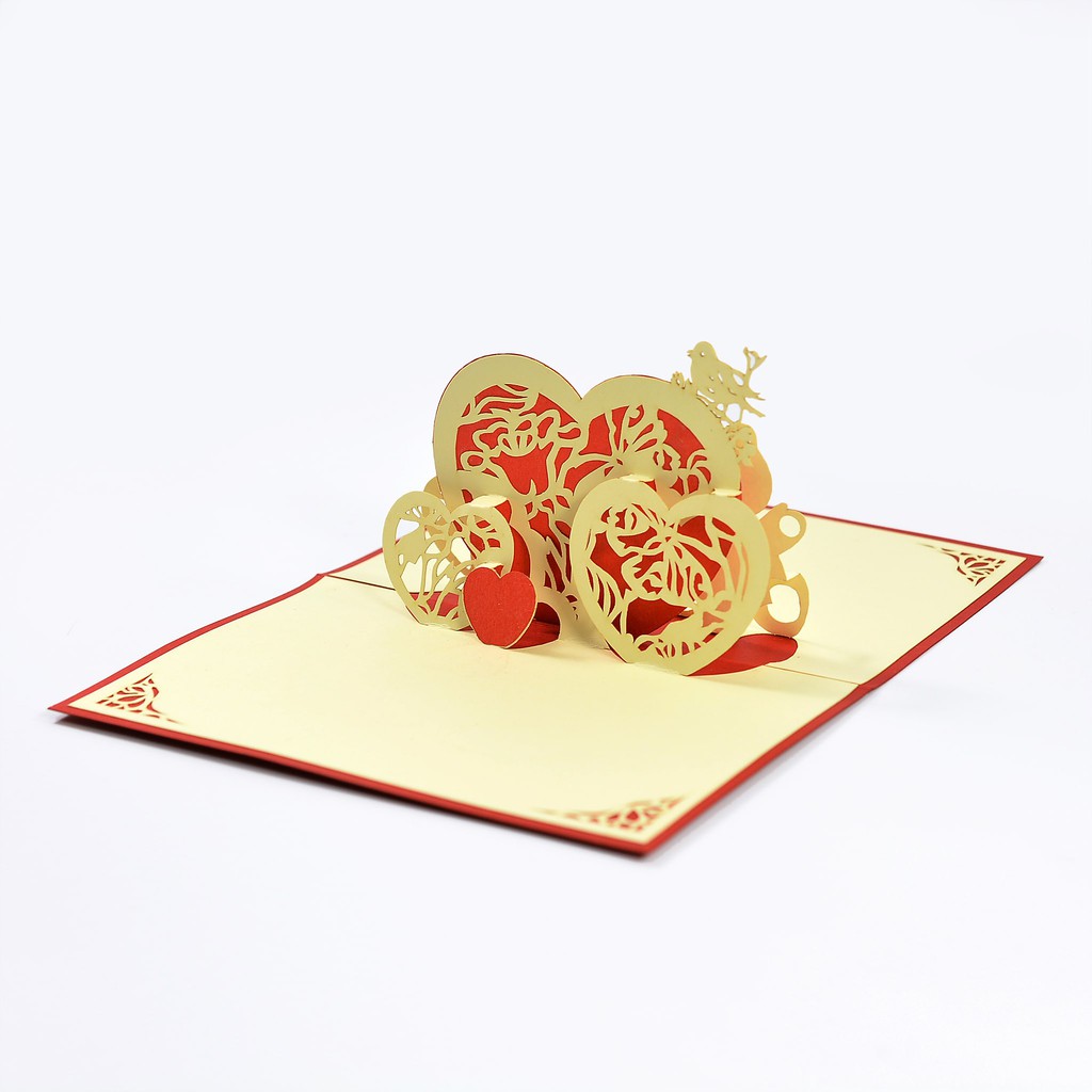 Thiệp nổi 3D Pop-up love- chủ đề tình yêu, quà tặng cho các dịp quan trọng đặc biệt, size 10x15cm  LO014