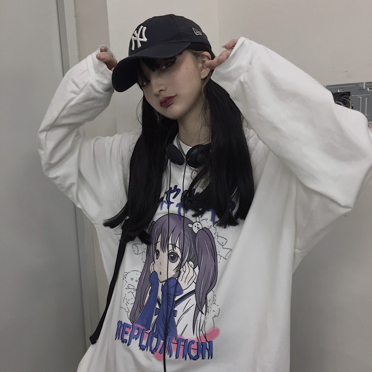 Áo thun tay dài form rộng IIEPLIOATICH NEKO.SG, Áo thun Streetwear Ulzzang SWT48
