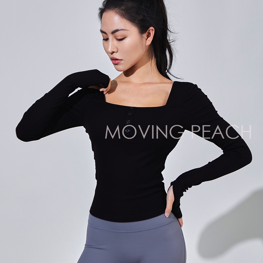 MOVING PEACH Women Yoga Top Sexy Running Longsleeve with Pads ASL