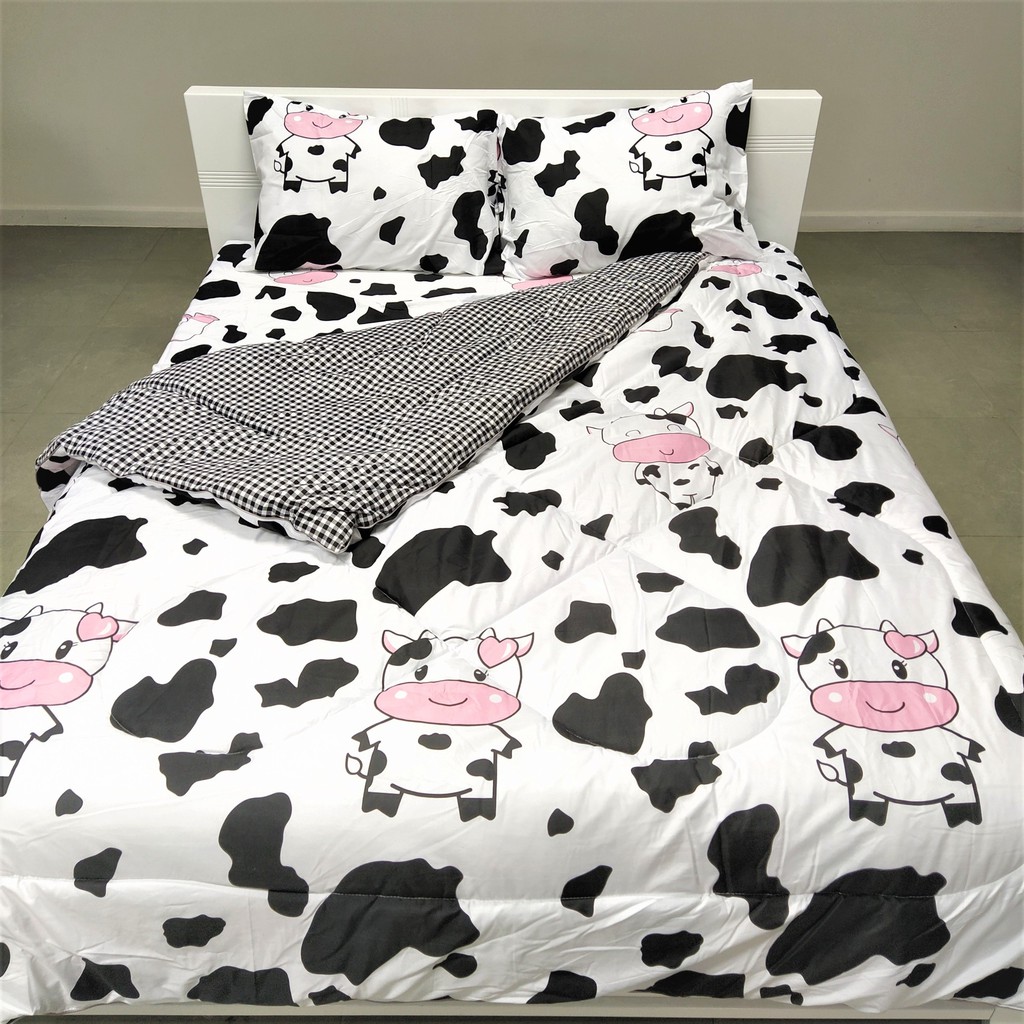 Bộ Chăn Ga Giường Accasa  03-05 Món Cotton Poly Lifestyle Milky Cow Bò Sữa 550 Sợi Chống Phai Nhăn Xù Lông Malaysia