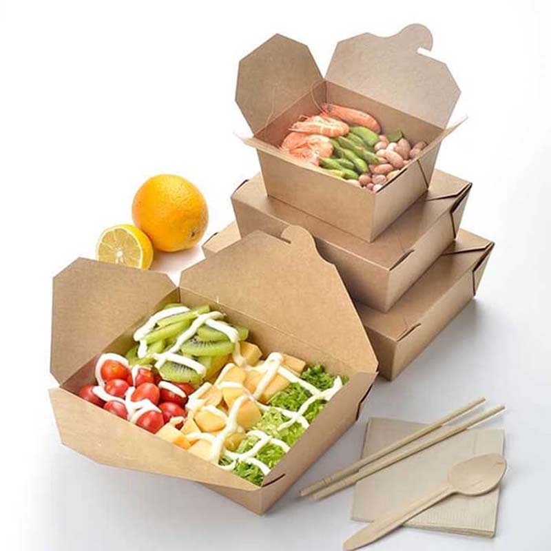 [Sỉ] 50 Hộp giấy kraft nâu móc chéo đựng cơm văn phòng, salad, xôi, bún đậu, đồ ăn mang về