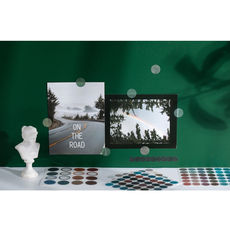 Sticker Tròn Tách Lẻ Nhiều Màu Cute Dụng Cụ Bullet Journal Hình Dán Sổ Tay Mũ Bảo Hiểm Washi Tape ST72