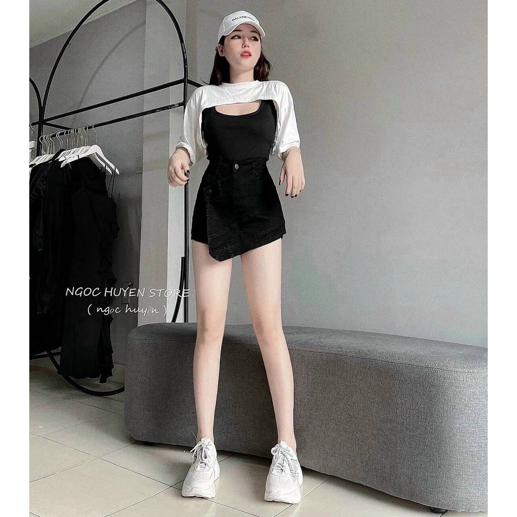 Chân Váy Quần Kaki Đắp Chéo Tà C012 | BigBuy360 - bigbuy360.vn