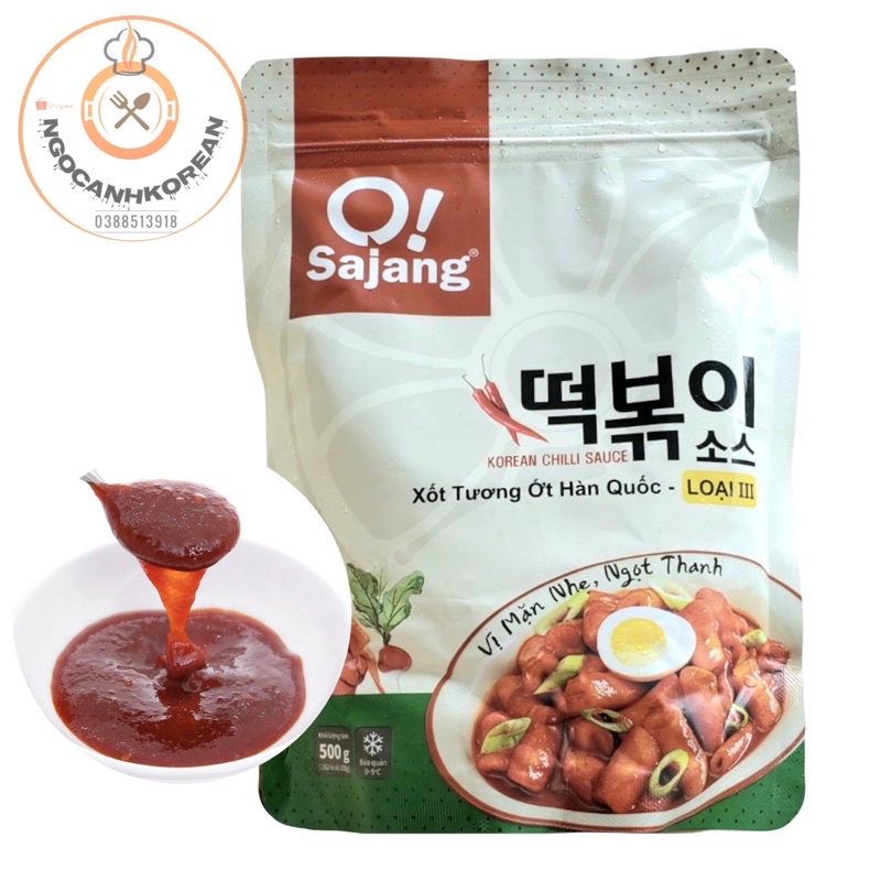 &lt;HOT&gt; Sốt sẵn nấu bánh gạo Tokbokki loại III Vị mặn nhẹ, ngọt thanh O!Sajang 500g