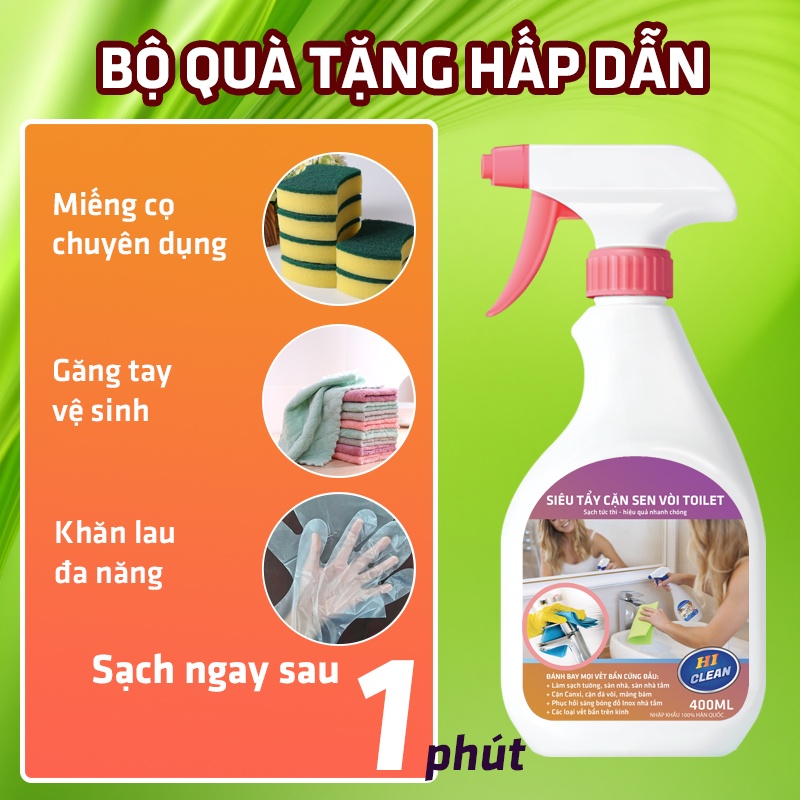 Combo Khử Mùi Toilet và Tẩy Cặn Canxi Hiclean, Nhập Khẩu Hàn Quốc - Hiệu quả tức thì