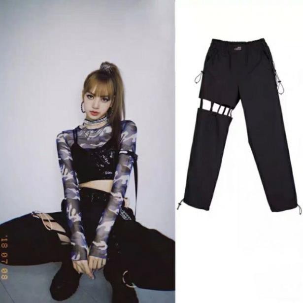 😍 (Có ảnh feedback) Quần gió jogger Lisa BLACKPINK ống cắt xẻ phá cách (Ms B27) ་