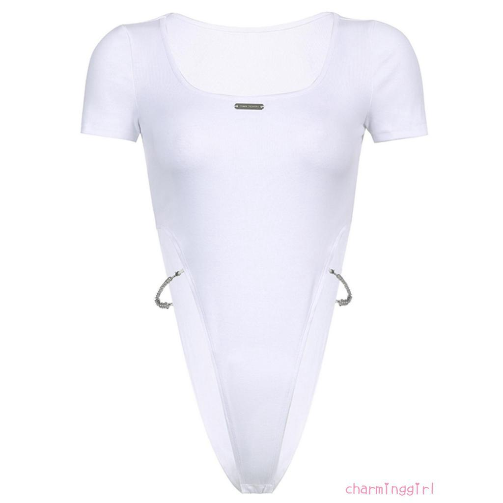 Bodysuit Tay Ngắn Cổ Tròn Thời Trang Quyến Rũ Cho Nữ