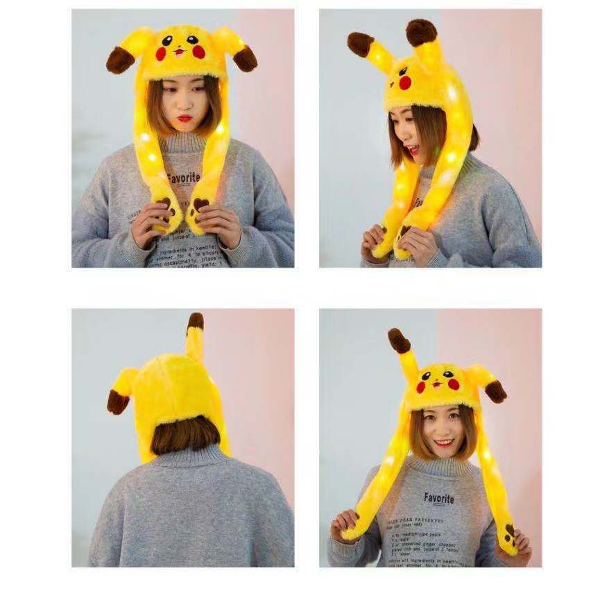 Nón Tai Thỏ Giật Nón Tai Thỏ Giật Cử Động 2 Tai có đèn LED Pikachu vyvyshop