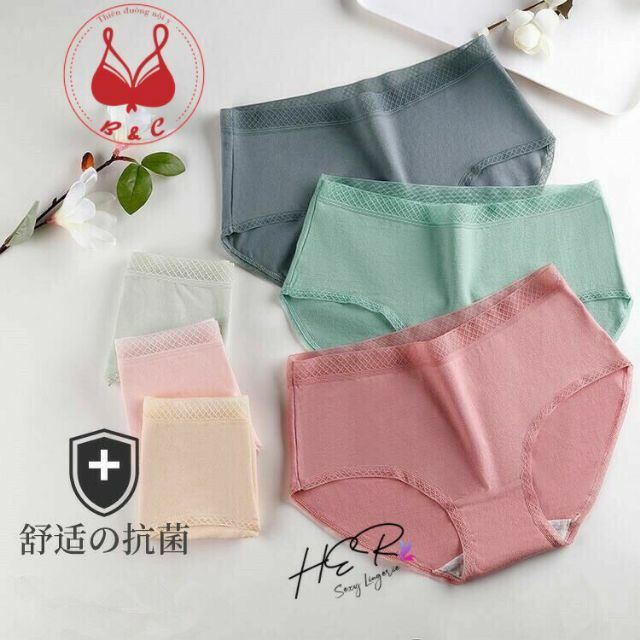 HỘP 10 QUẦN COTTON XUẤT NHẬT CẠP VIỀN LƯỚI CAO CẤP Q111 BC_CHIC LINGERIE