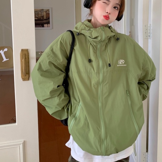 ZHELIHANGFEI Áo Khoác Hoodie Dáng Rộng Thêu Họa Tiết Kiểu Mỹ Cá Tính