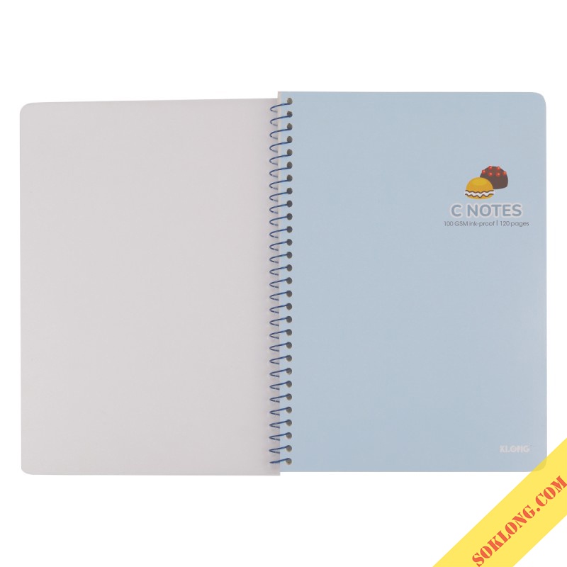 Vở note cornell B5 120 trang lò xo đơn C Notes kết hợp dot và caro (6x6)mm Klong, tập sổ Klong MS 587