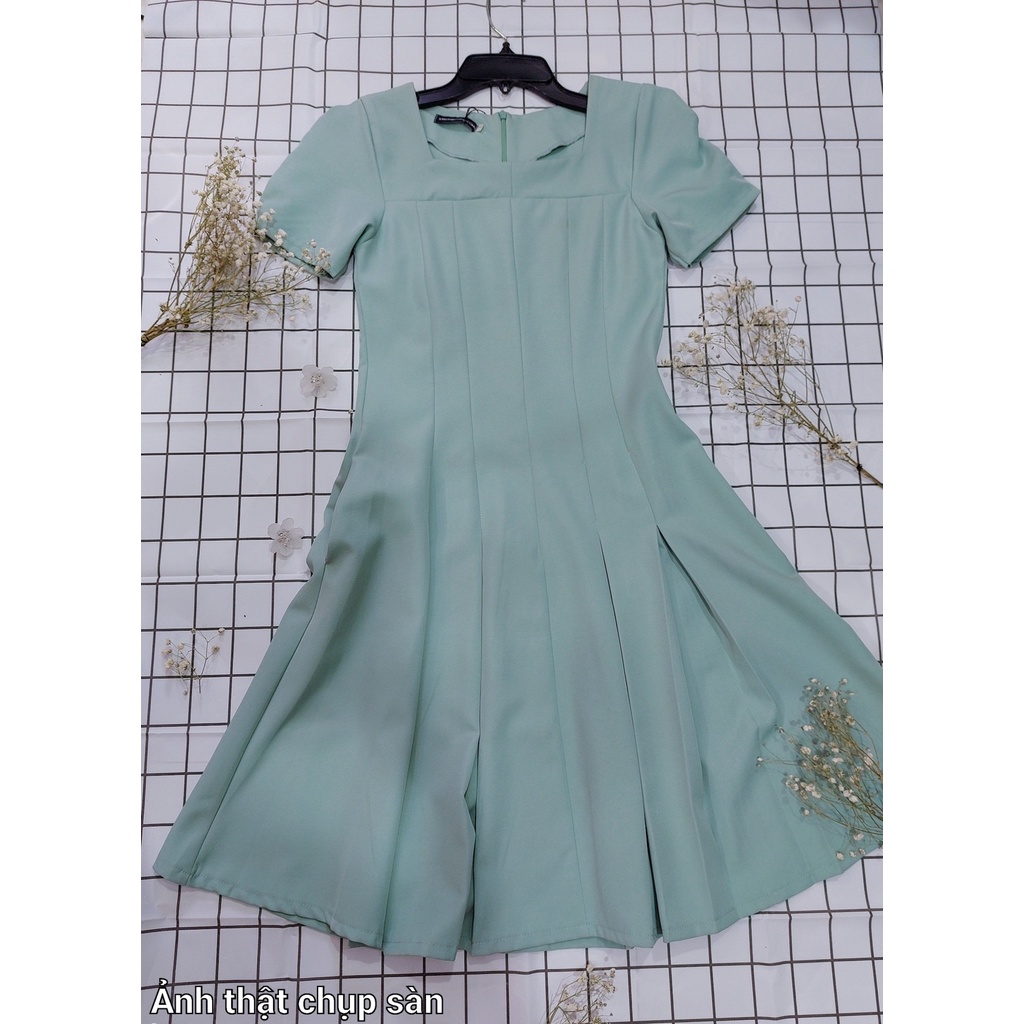 Đầm xếp ly phom xòe DA1410 vải cotton lạnh có túi 2 bên