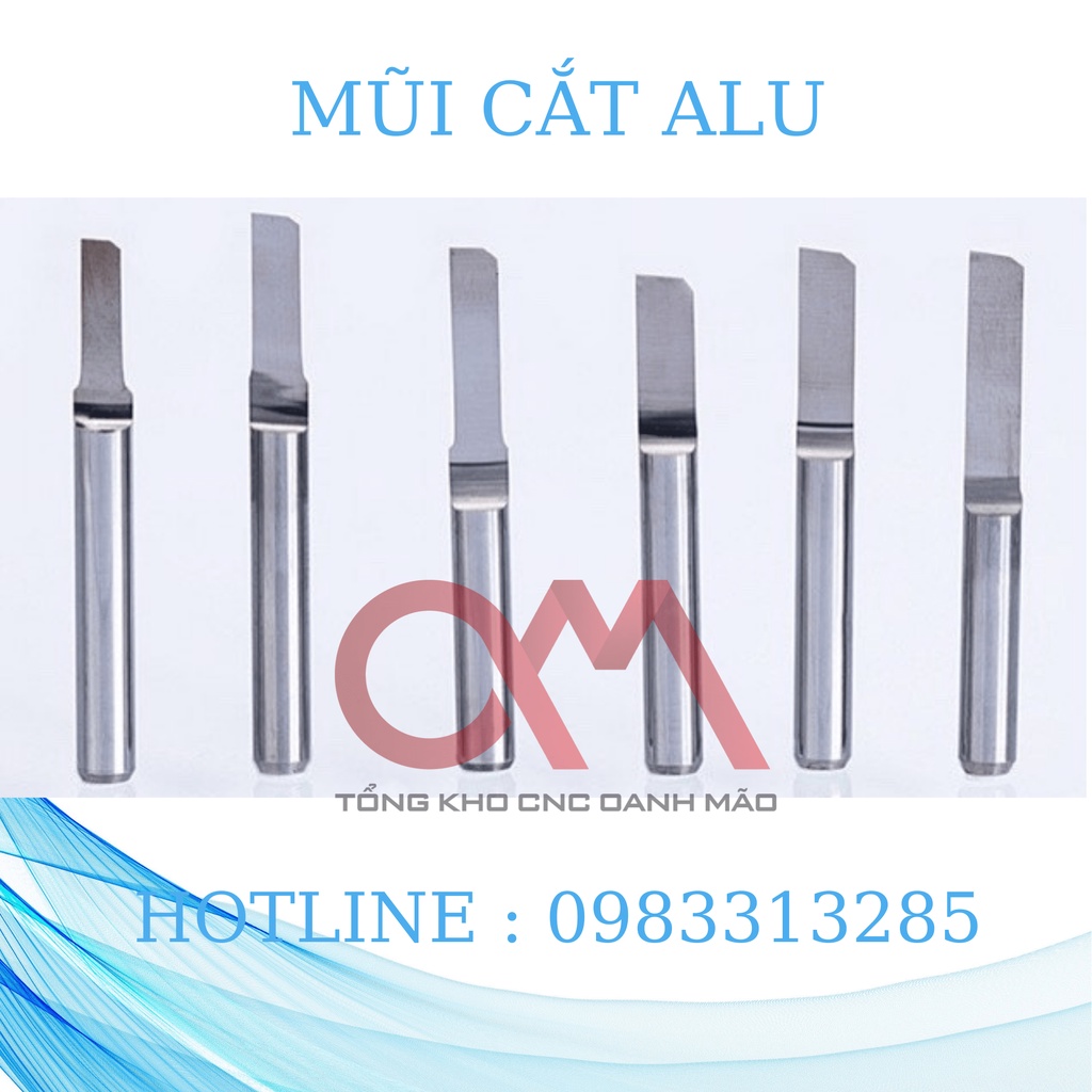 Mũi cắt, khắc Alu cốt 3.175 x 2 x 8  3.175 x 2 x12  dùng trong ngành quảng cáo. Ngoài ra có thể chạy trên mica...