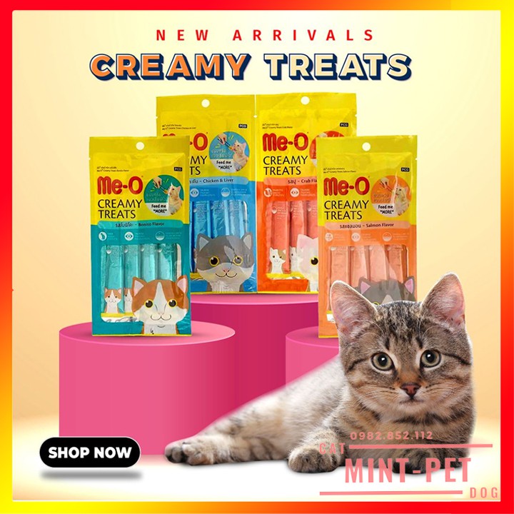 Súp Thưởng Me-O Creamy Treats Cho Mèo (4 Thanh X 15g) Giá Rẻ #MintPet