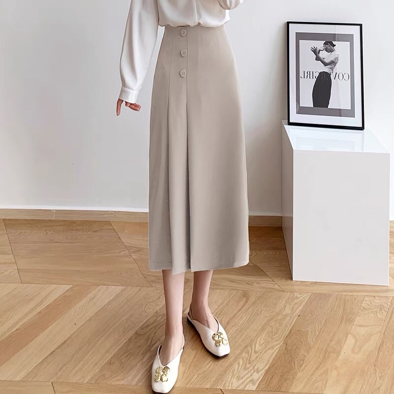 Chân váy xếp ly chữ a công sở dáng dài qua gối,Chân váy chữ a công sở bigsize GUAN