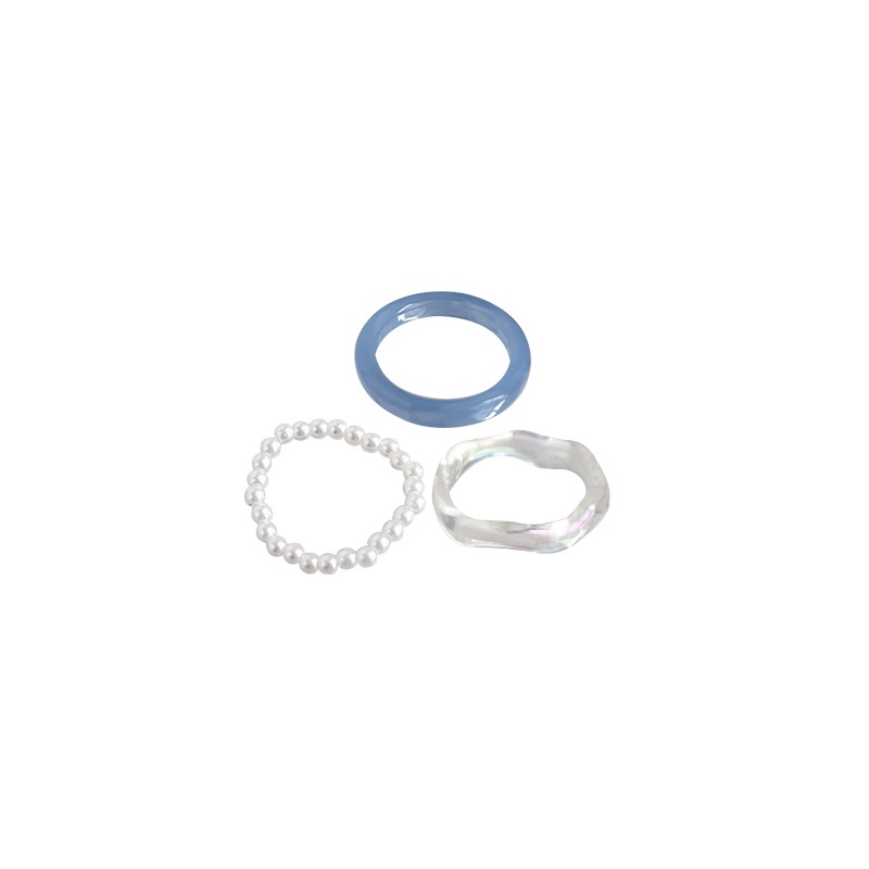 Bộ 3 Nhẫn Acrylic Ngọc Trai Thời Trang Vintage Cho Nữ
