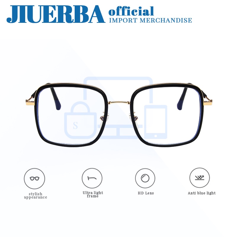 Mắt kính JIUERBA gọng vuông thiết kế đơn giản thời trang cho nữ