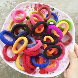 Túi 48 thun cột tóc màu/đen cở nhỏ bản 1cm (Hàng Việt Nam,có mùi)