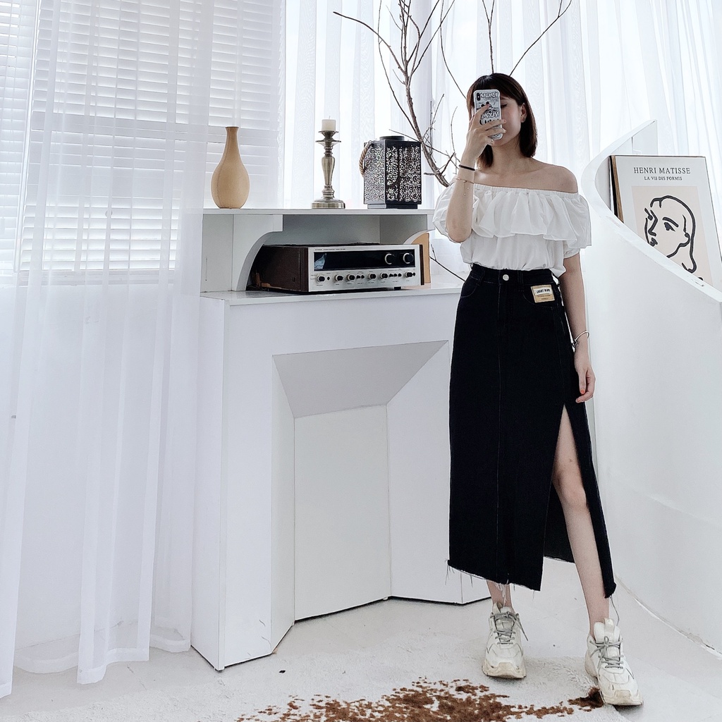 CHÂN VÁY JEAN BÒ DÀI XẺ BÊN CVB13035