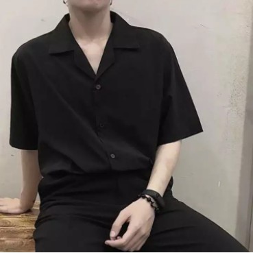 Áo sơ mi nam nữ cổ vest 2 màu trắng đen chất đẹp