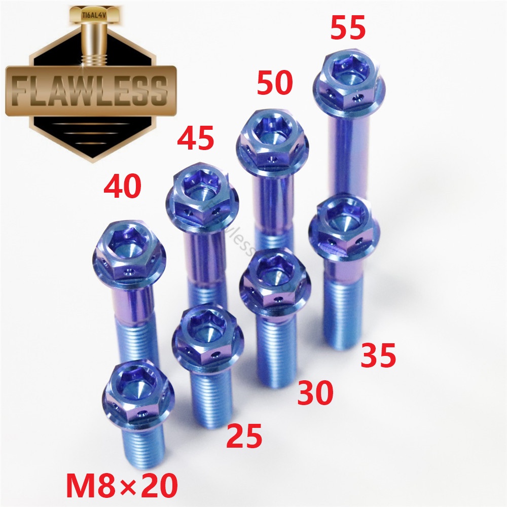 Bộ 5 bu lông bằng hợp kim titan M8×20/25/30/35/40/45/50/55 gắn phanh cho xe máy chuyên dụng