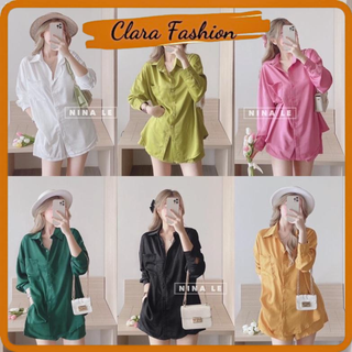 Set bộ lụa áo sơ mi mix quần sooc 6 màu clara siêu xinh